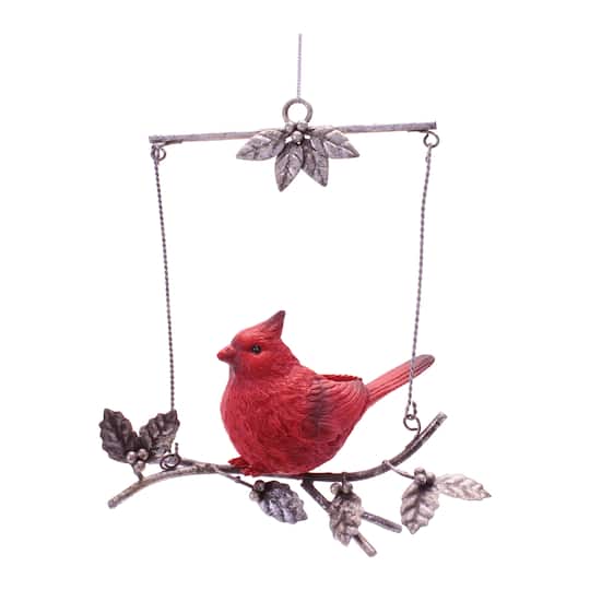 Melrose 7.25" Cardinal on Branch Ornaments, 4ct.
